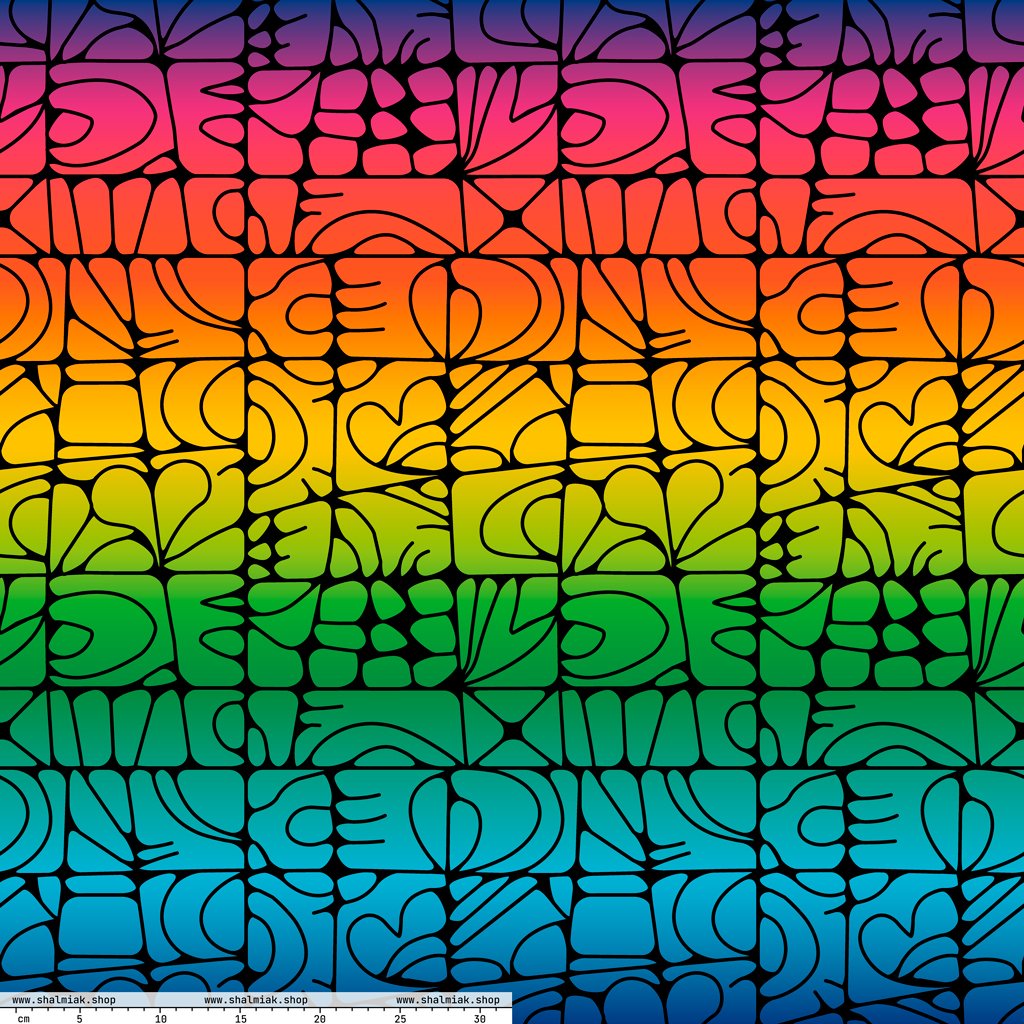 Fabric - STONE SPIRIT rainbow black