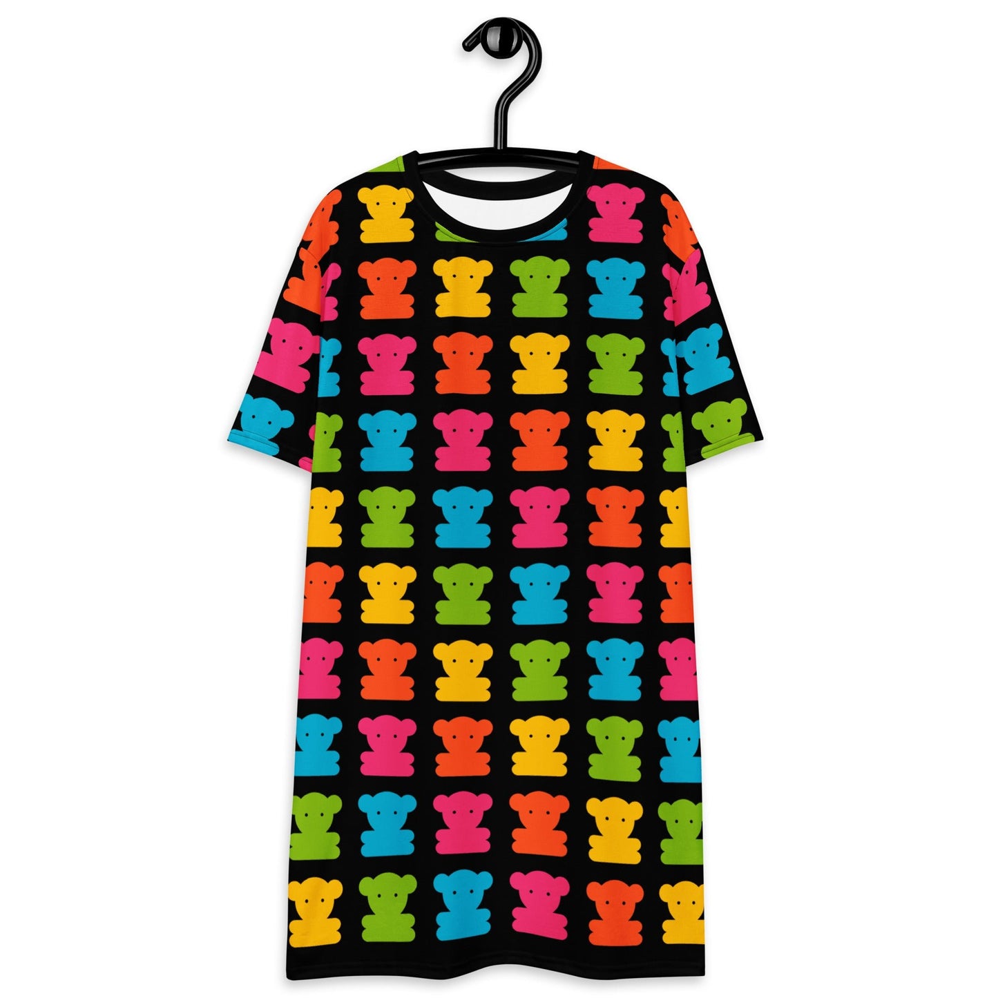 T-Shirt Dress - SWEET TEDDY happy black