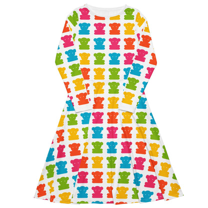 Midi Dress - SWEET TEDDY happy white