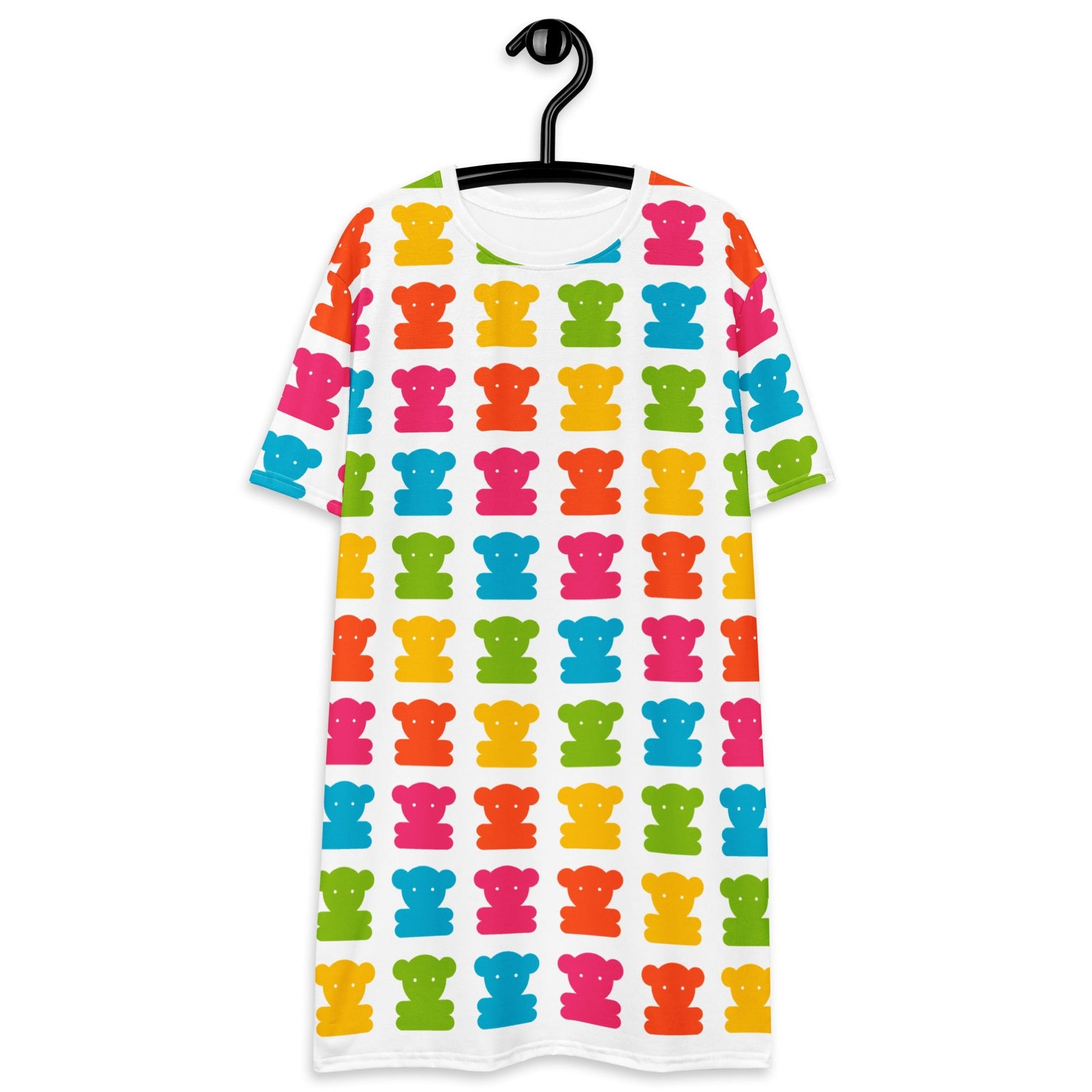 T-Shirt Dress - SWEET TEDDY happy white