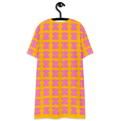 T-Shirt Dress - SWEET TEDDY pink yellow