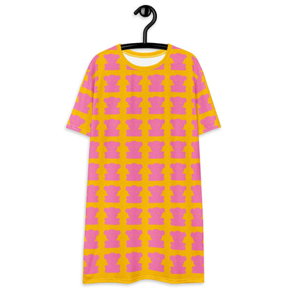 T-Shirt Dress - SWEET TEDDY pink yellow