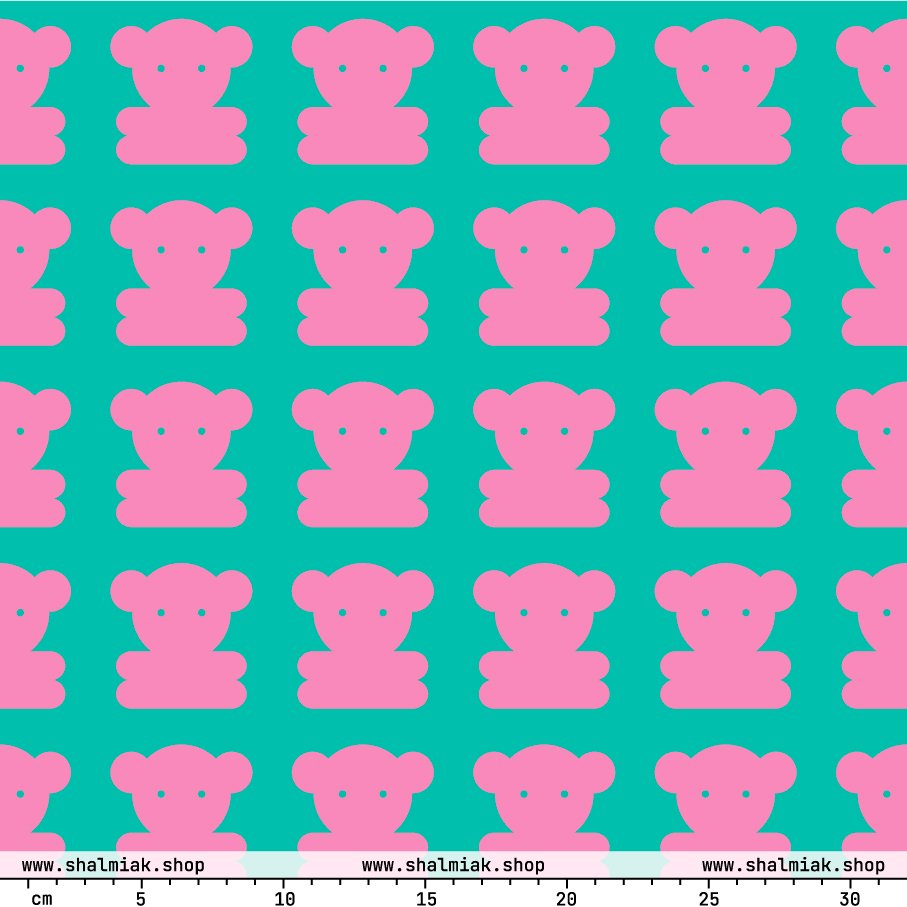 Fabric - SWEET TEDDY pink mint