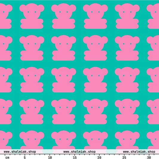 Fabric - SWEET TEDDY pink mint