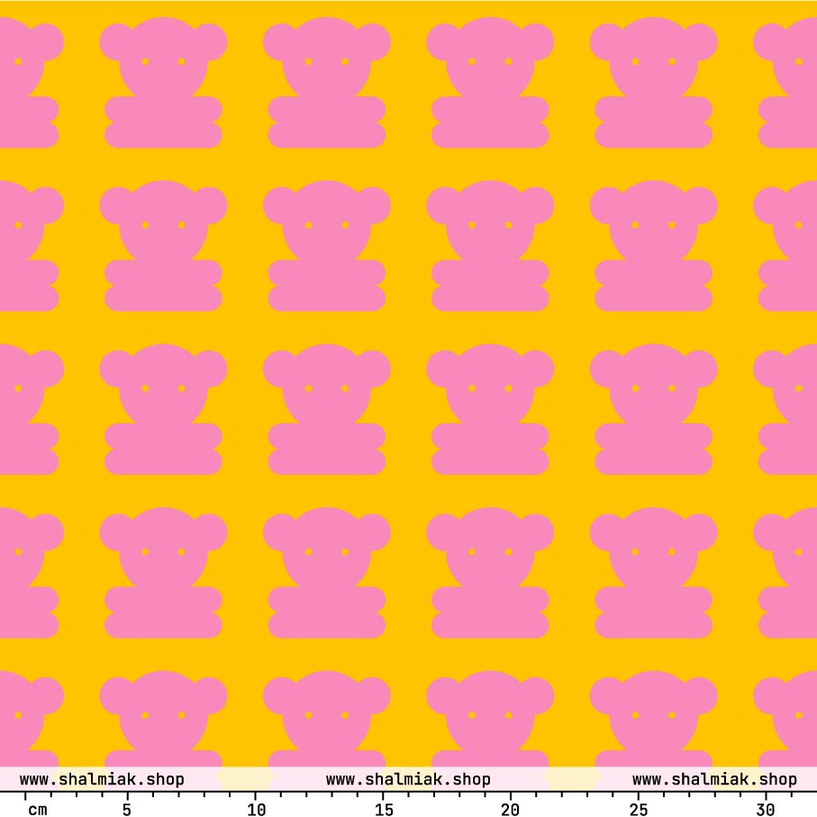 Fabric - SWEET TEDDY pink yellow