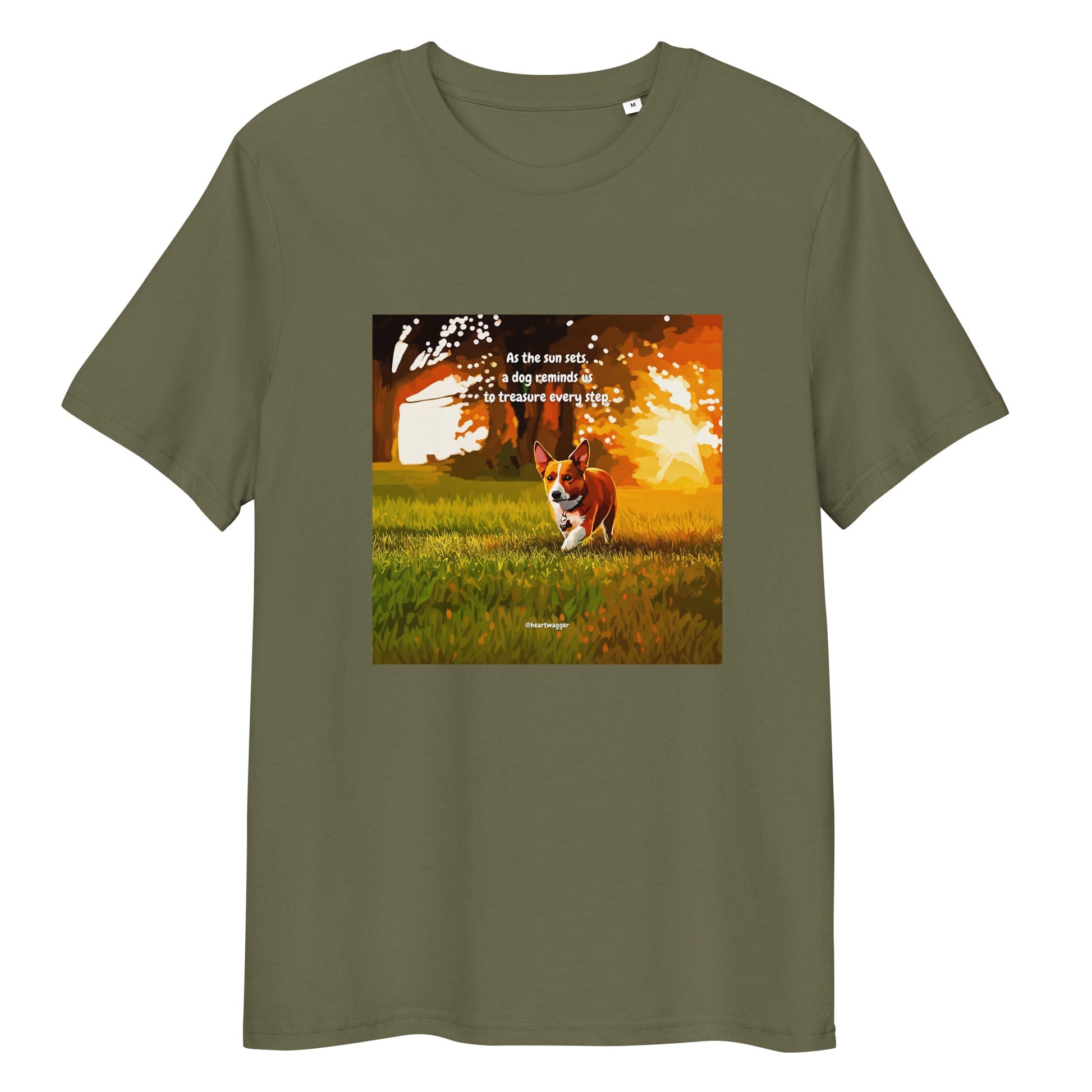 T-Shirt - As the sun sets, a dog reminds us to treasure every step Khaki