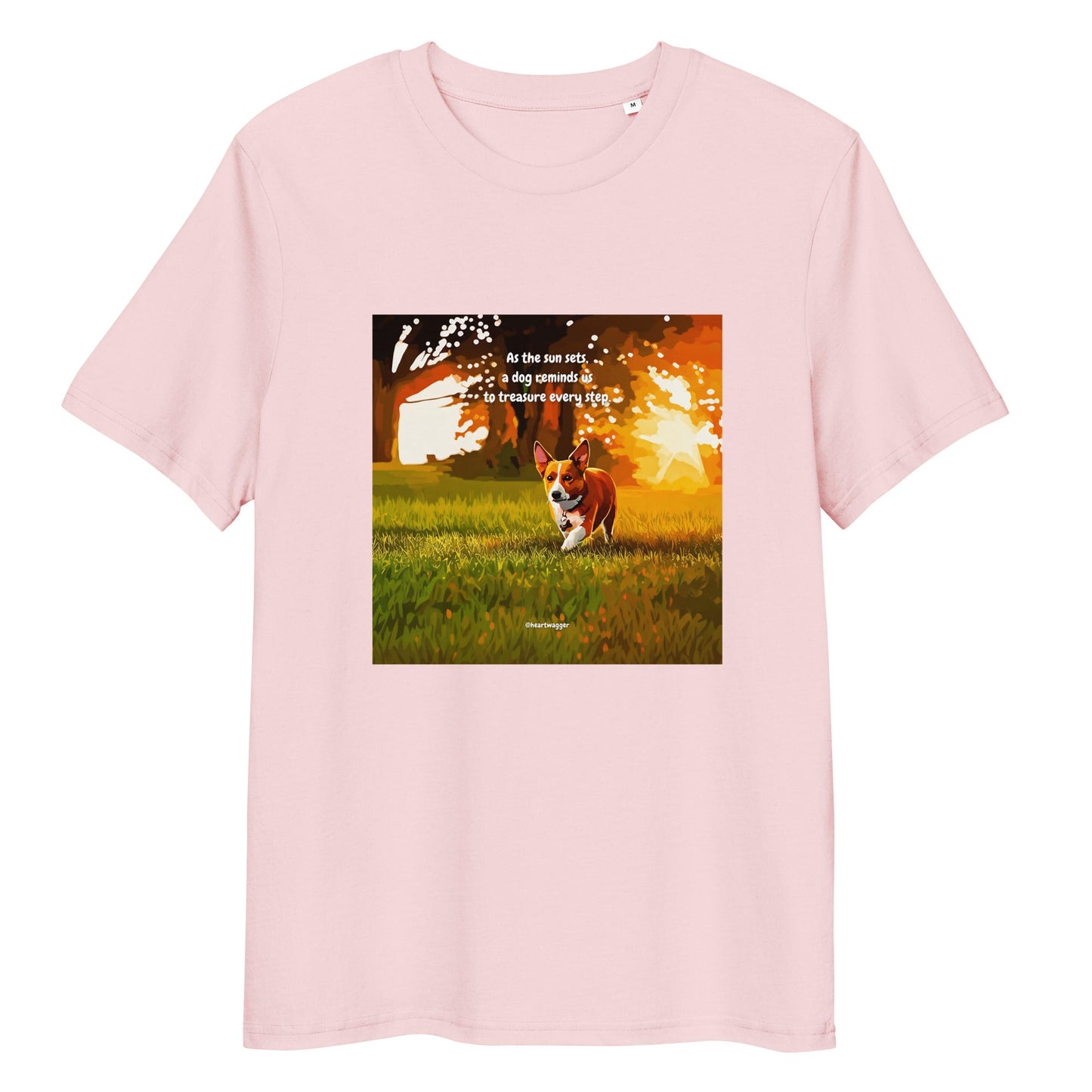 T-Shirt - As the sun sets, a dog reminds us to treasure every step Cotton Pink