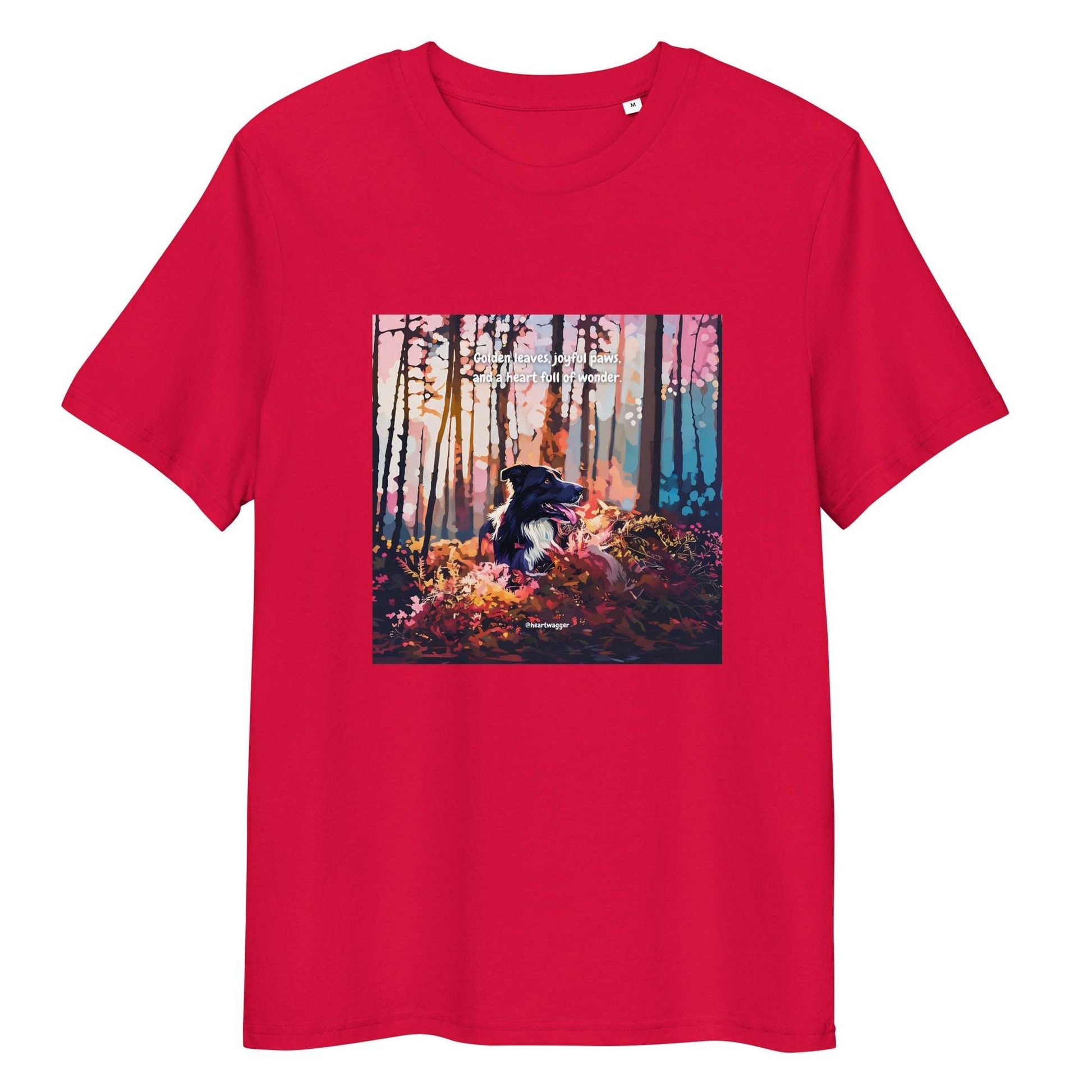 T-Shirt - Golden leaves, joyful paws, and a heart full of wonder Red