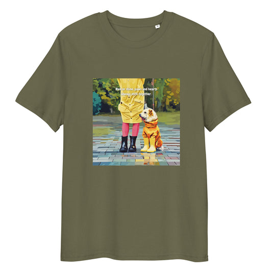 T-Shirt - Rain or shine, paws and hearts always stick together Khaki