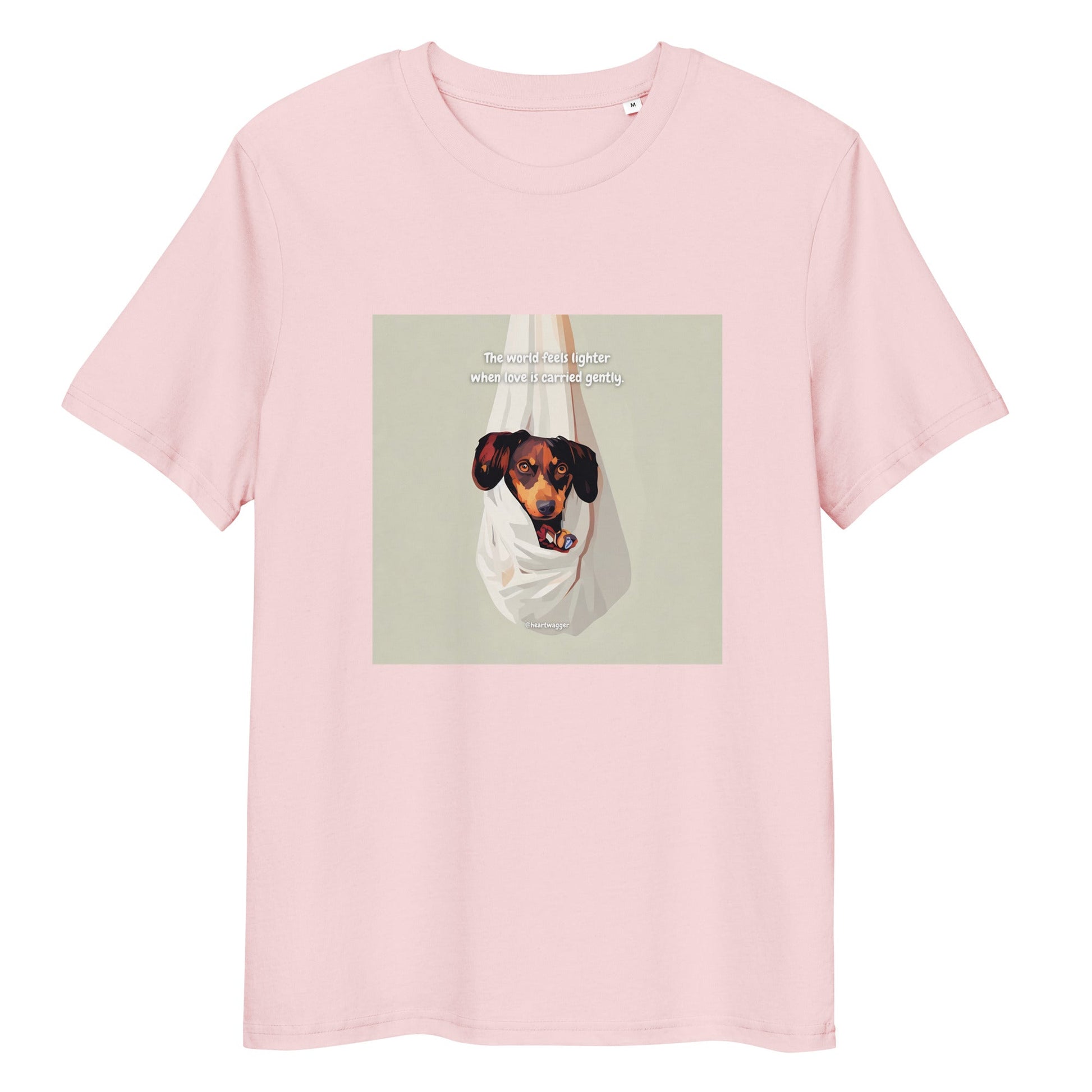 T-Shirt - The world feels lighter when love is carried gently Cotton Pink