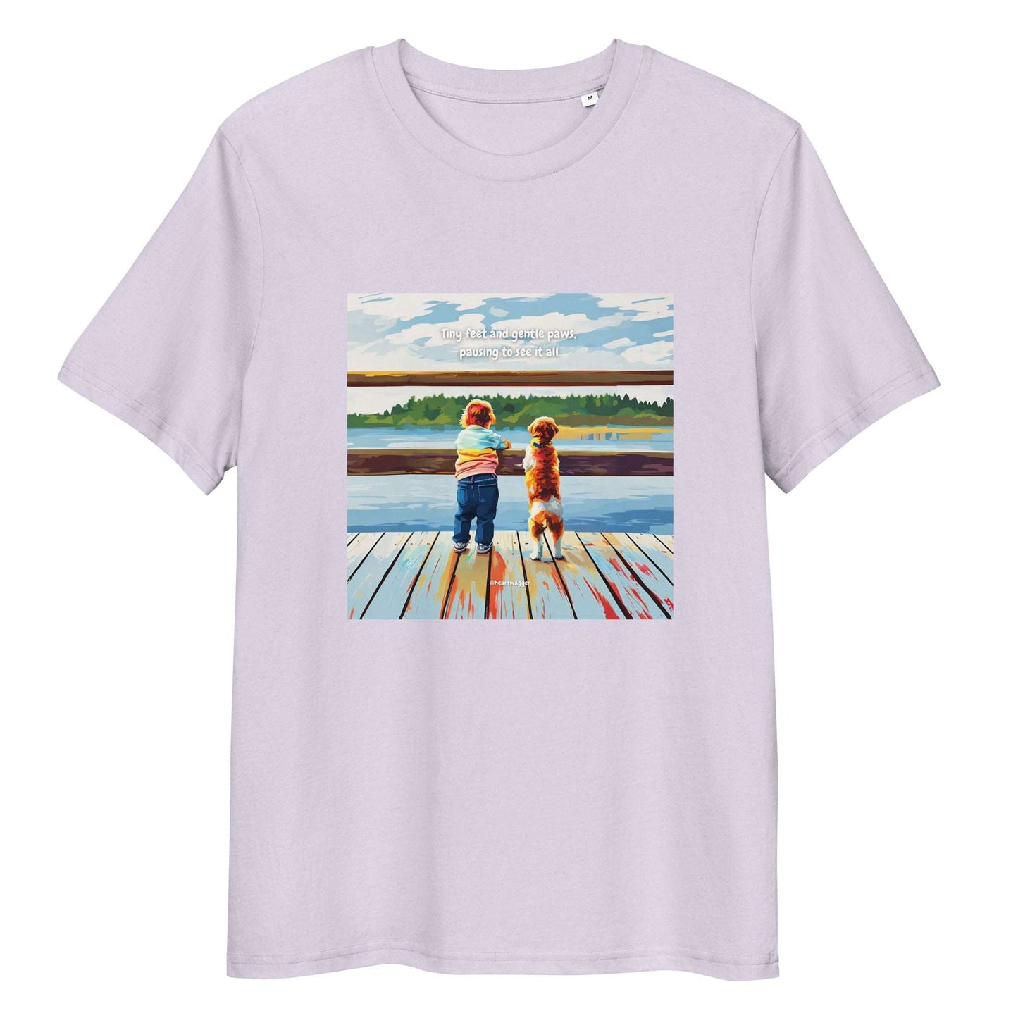 T-Shirt - Tiny feet and gentle paws, pausing to see it all Lavender