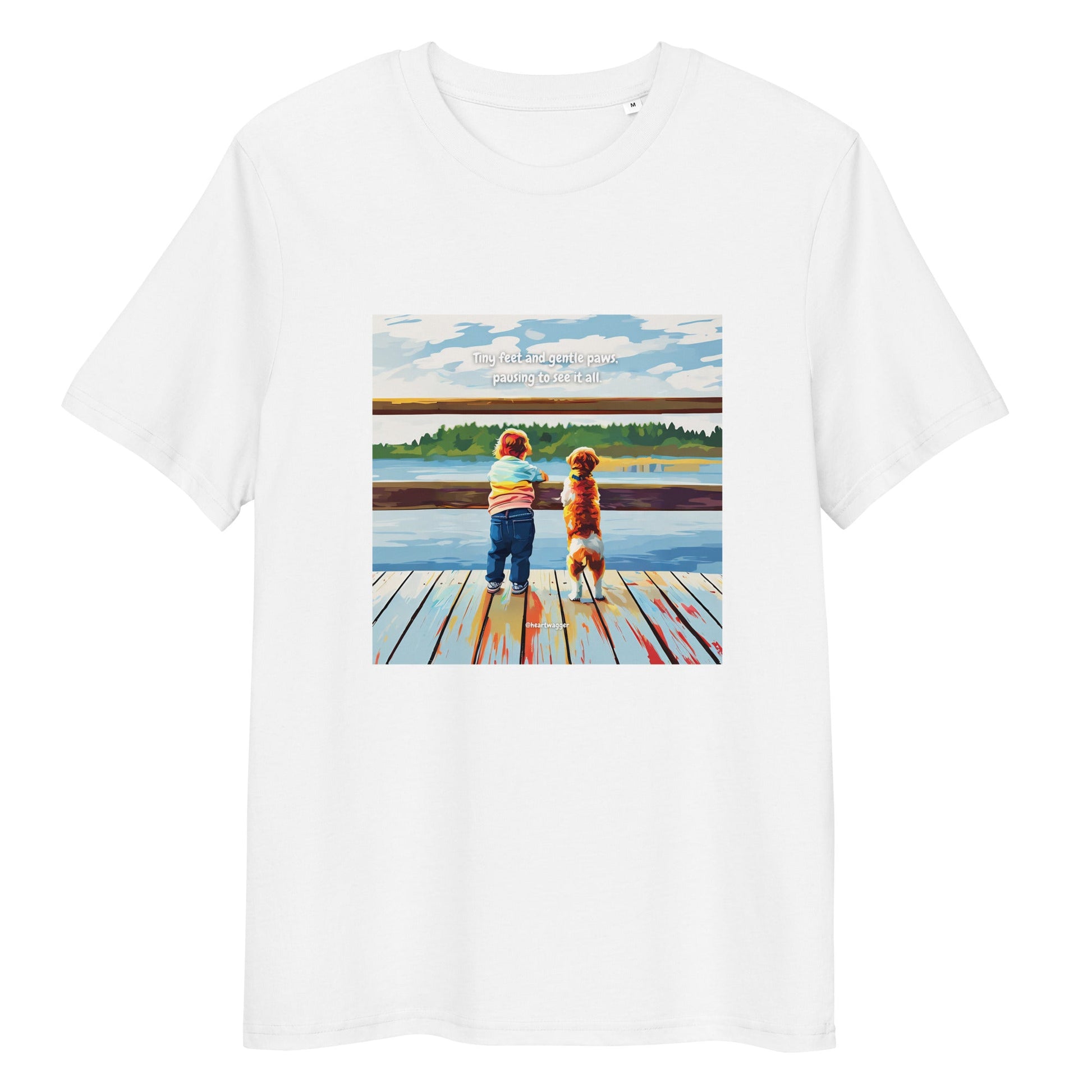 T-Shirt - Tiny feet and gentle paws, pausing to see it all White