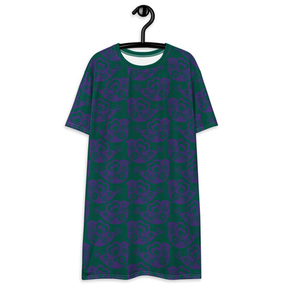 T-Shirt Dress - TWEET LOVE green purple