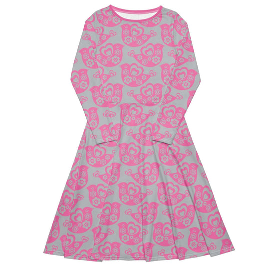 Midi Dress - TWEET LOVE pink grey