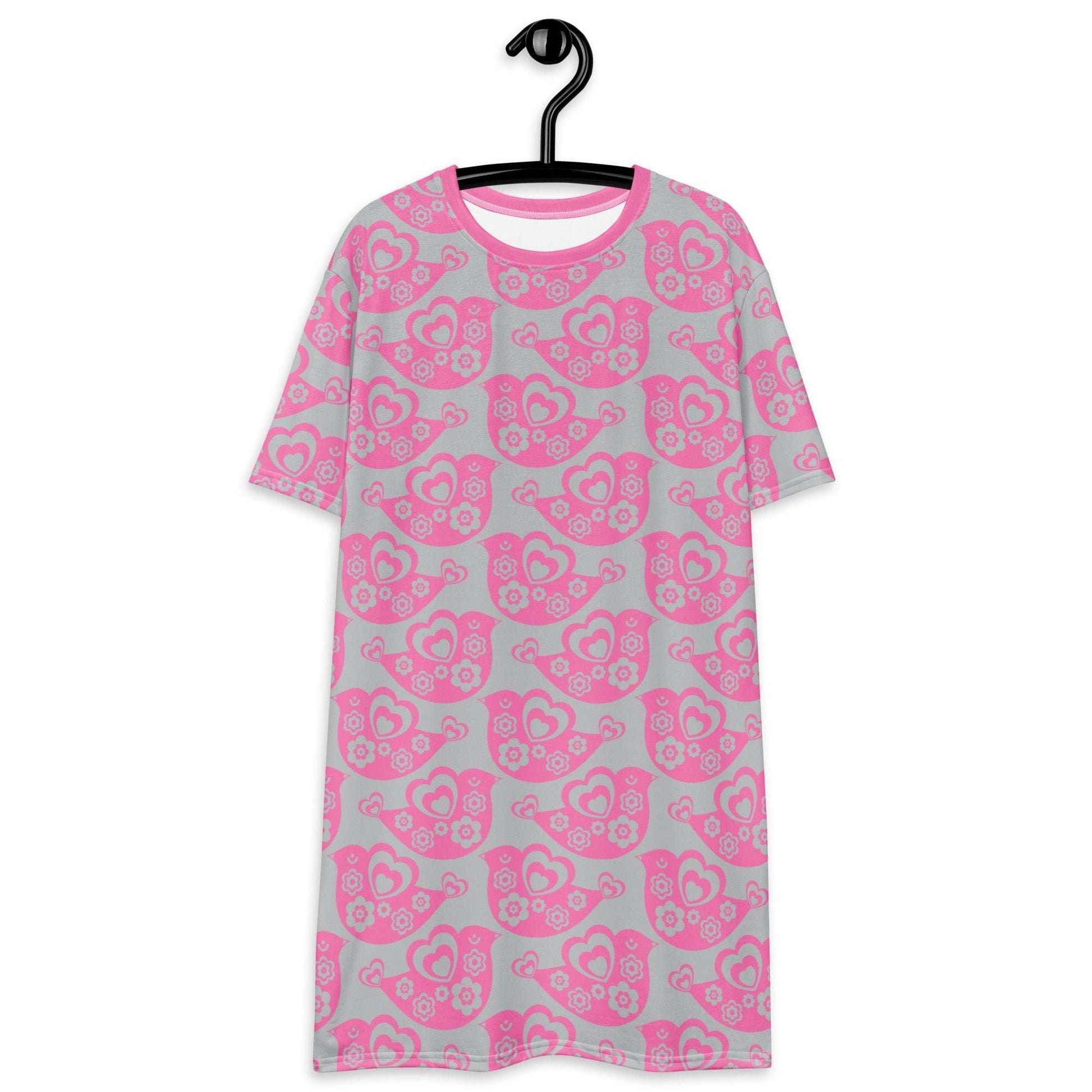 T-Shirt Dress - TWEET LOVE pink grey