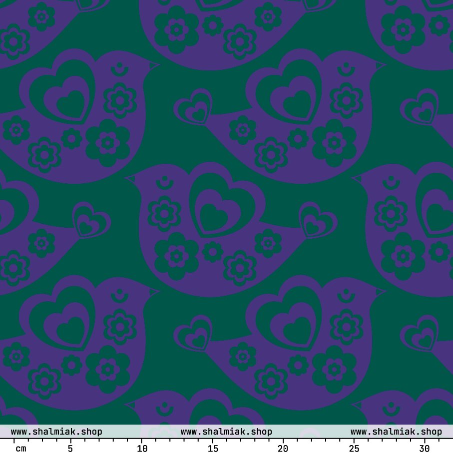 Fabric - TWEET LOVE green purple