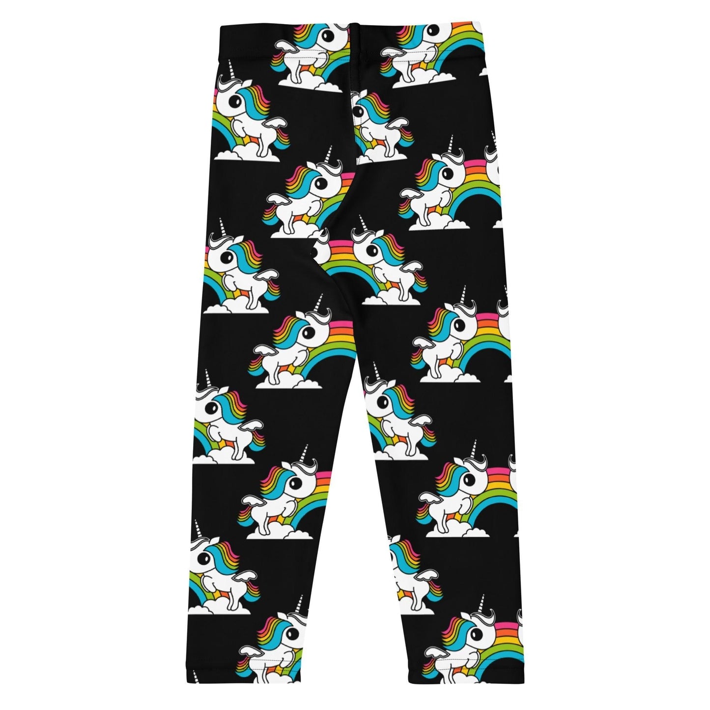 Kids' Leggings -2- UNIQUE black - Unicorns and rainbows