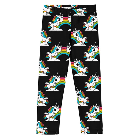 Kids' Leggings -2- UNIQUE black - Unicorns and rainbows