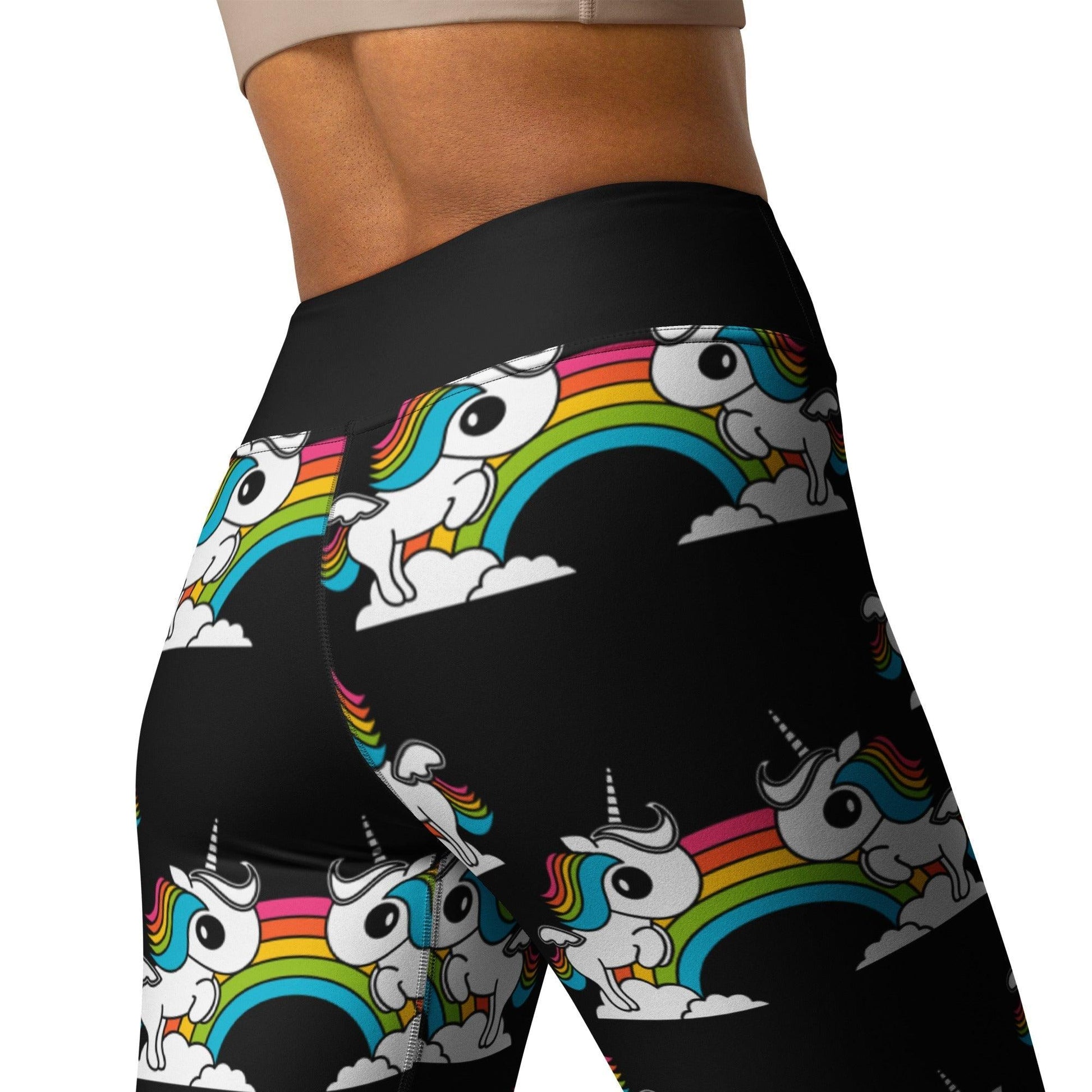 Yoga Leggings -2- UNIQUE black - Unicorns and rainbows