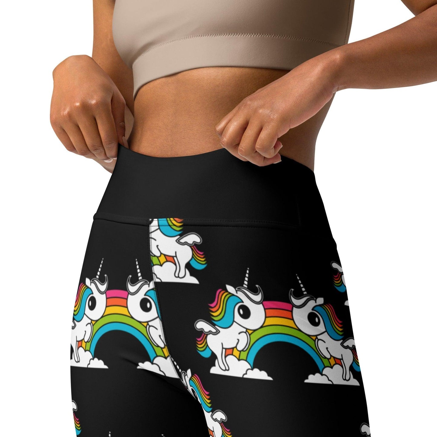 Yoga Leggings -2- UNIQUE black - Unicorns and rainbows