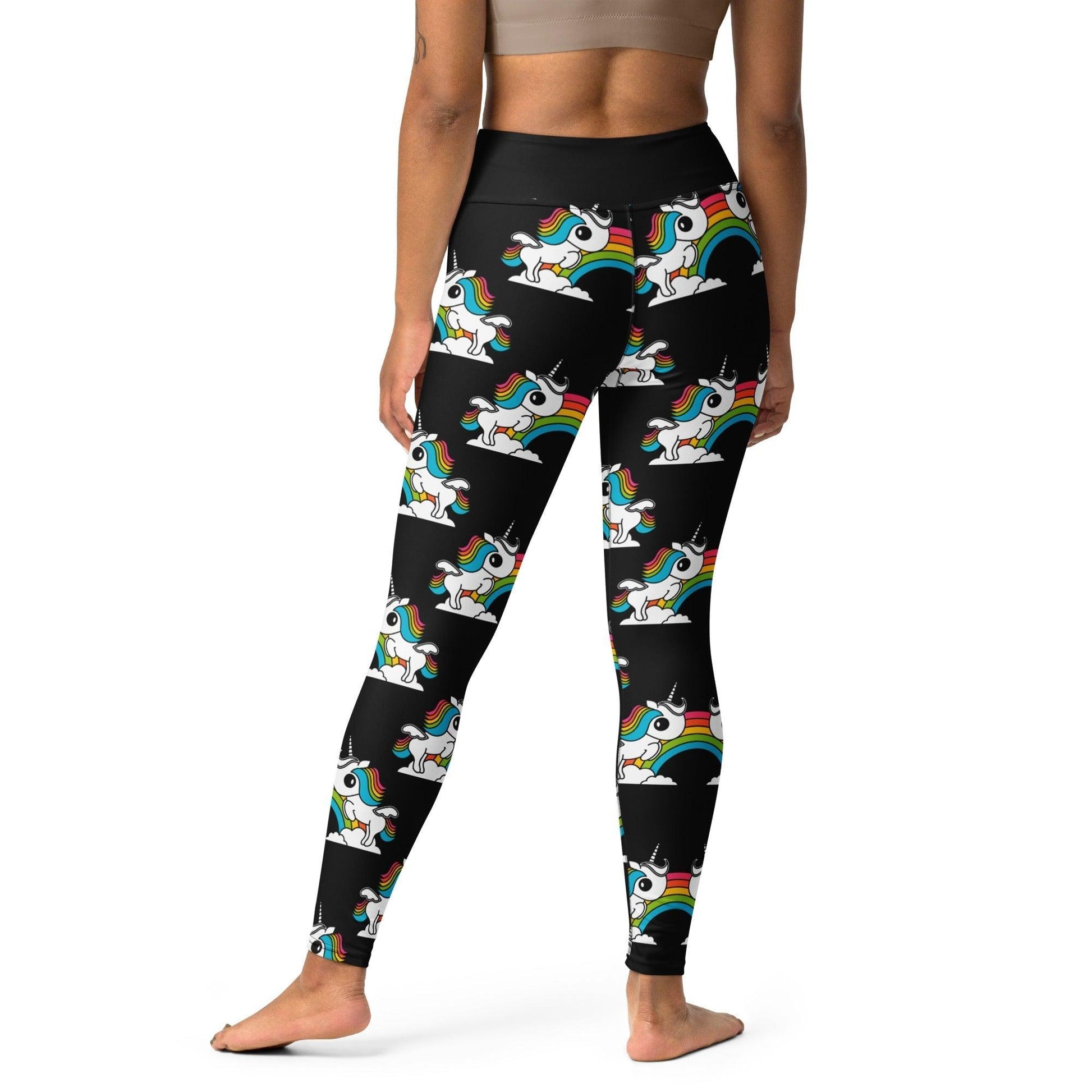 Yoga Leggings -2- UNIQUE black - Unicorns and rainbows