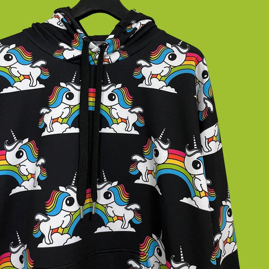 Hoodie - UNIQUE black - Unicorns and rainbows