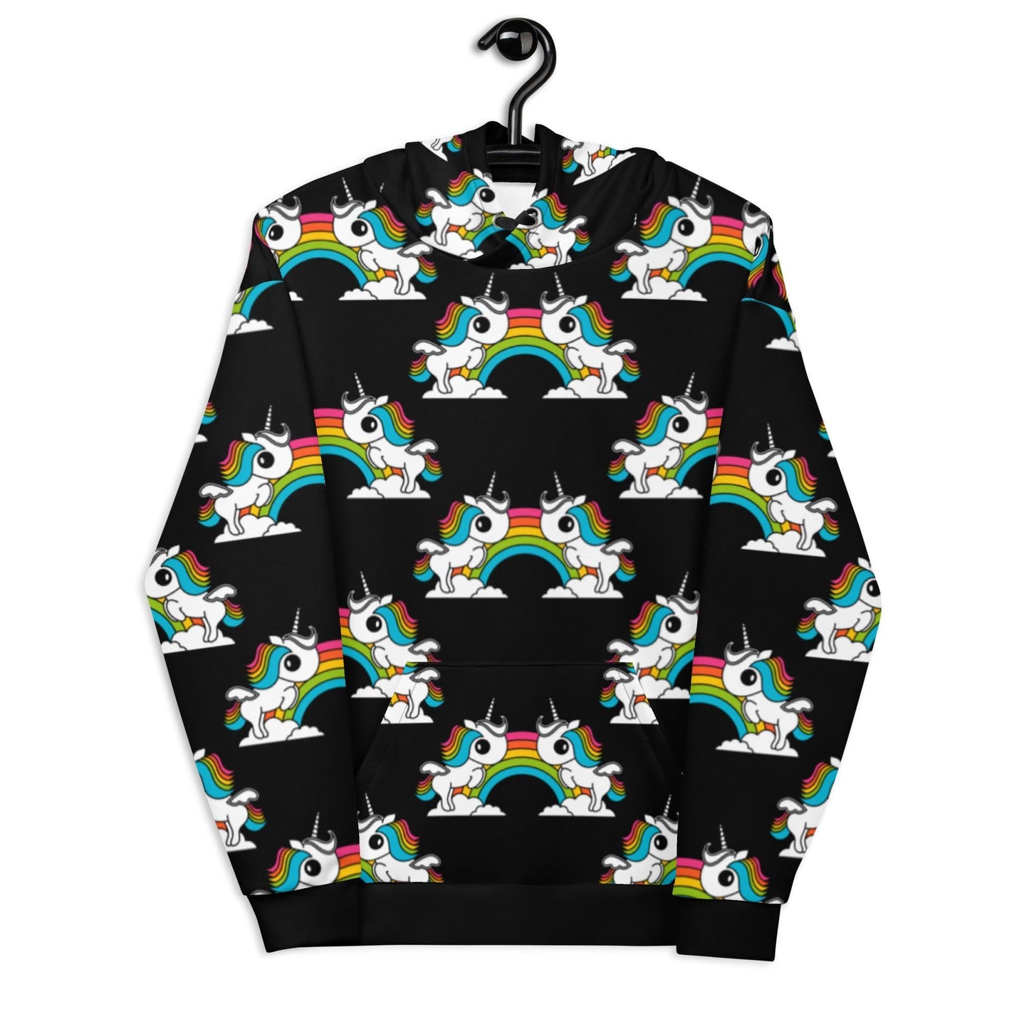 Hoodie - UNIQUE black - Unicorns and rainbows