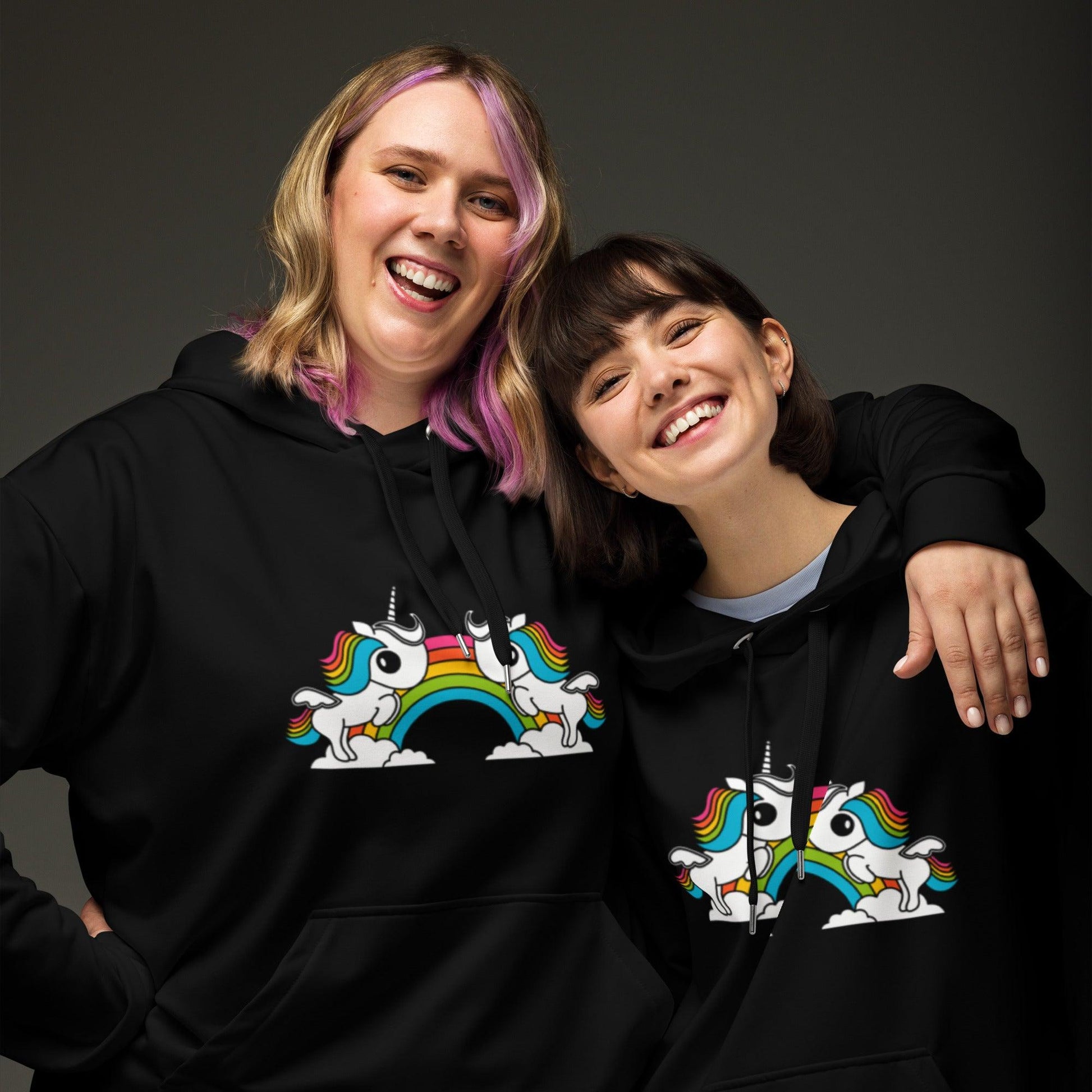 Hoodie - UNIQUE black (just unicorns) - Unicorns and rainbows
