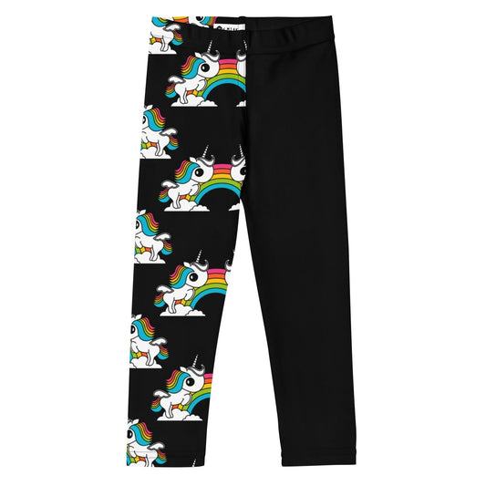 Kids' Leggings - UNIQUE black - Unicorns and rainbows