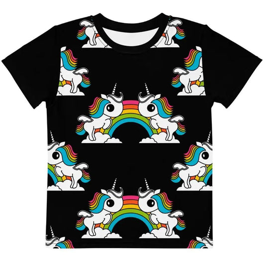 Kids' T-Shirt - UNIQUE black - Unicorns and rainbows