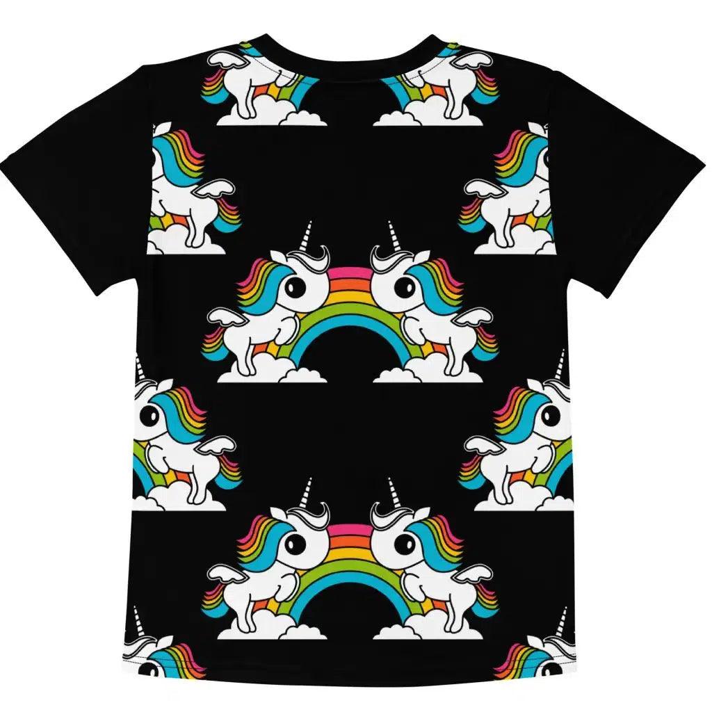 Kids' T-Shirt - UNIQUE black - Unicorns and rainbows