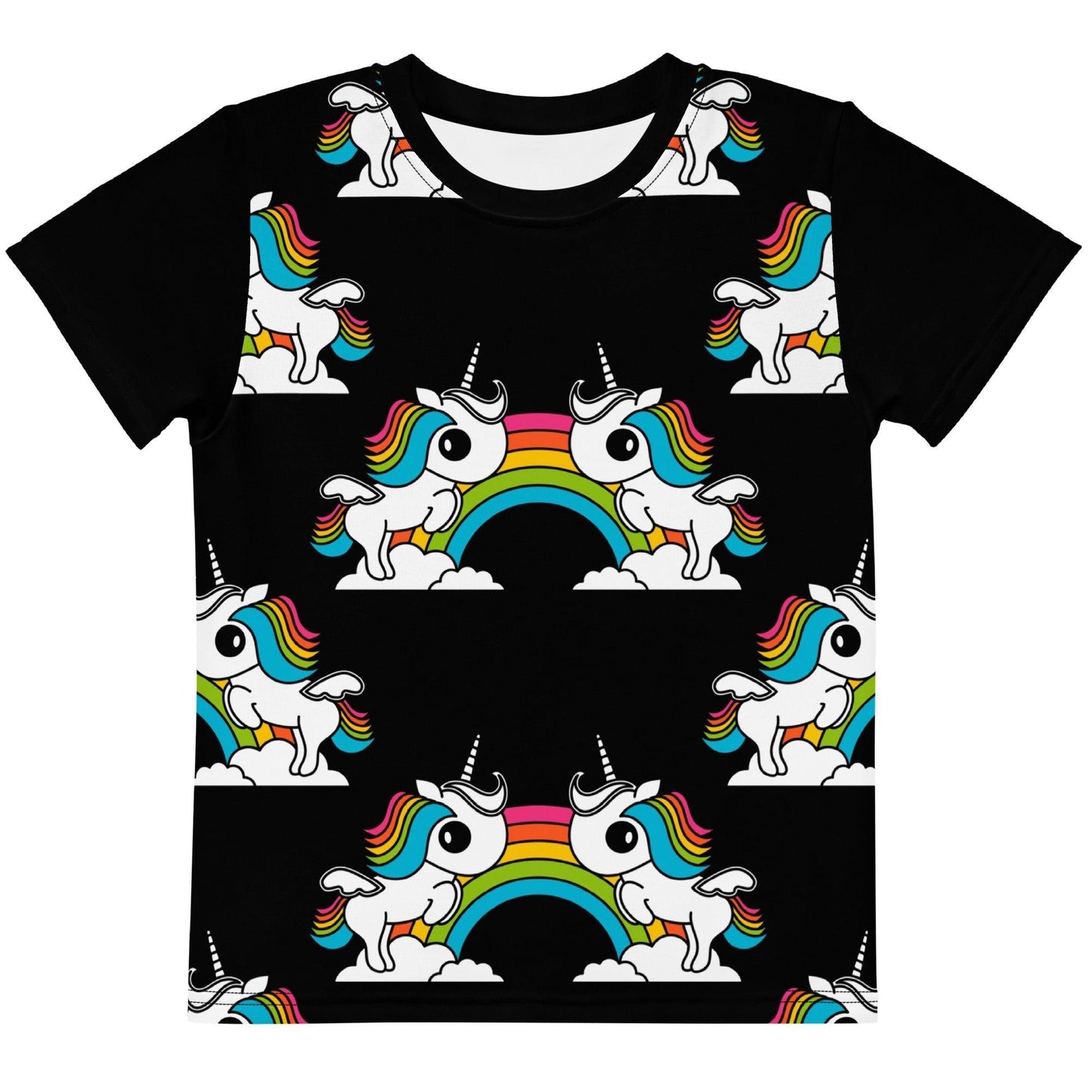 Kids' T-Shirt - UNIQUE black - Unicorns and rainbows