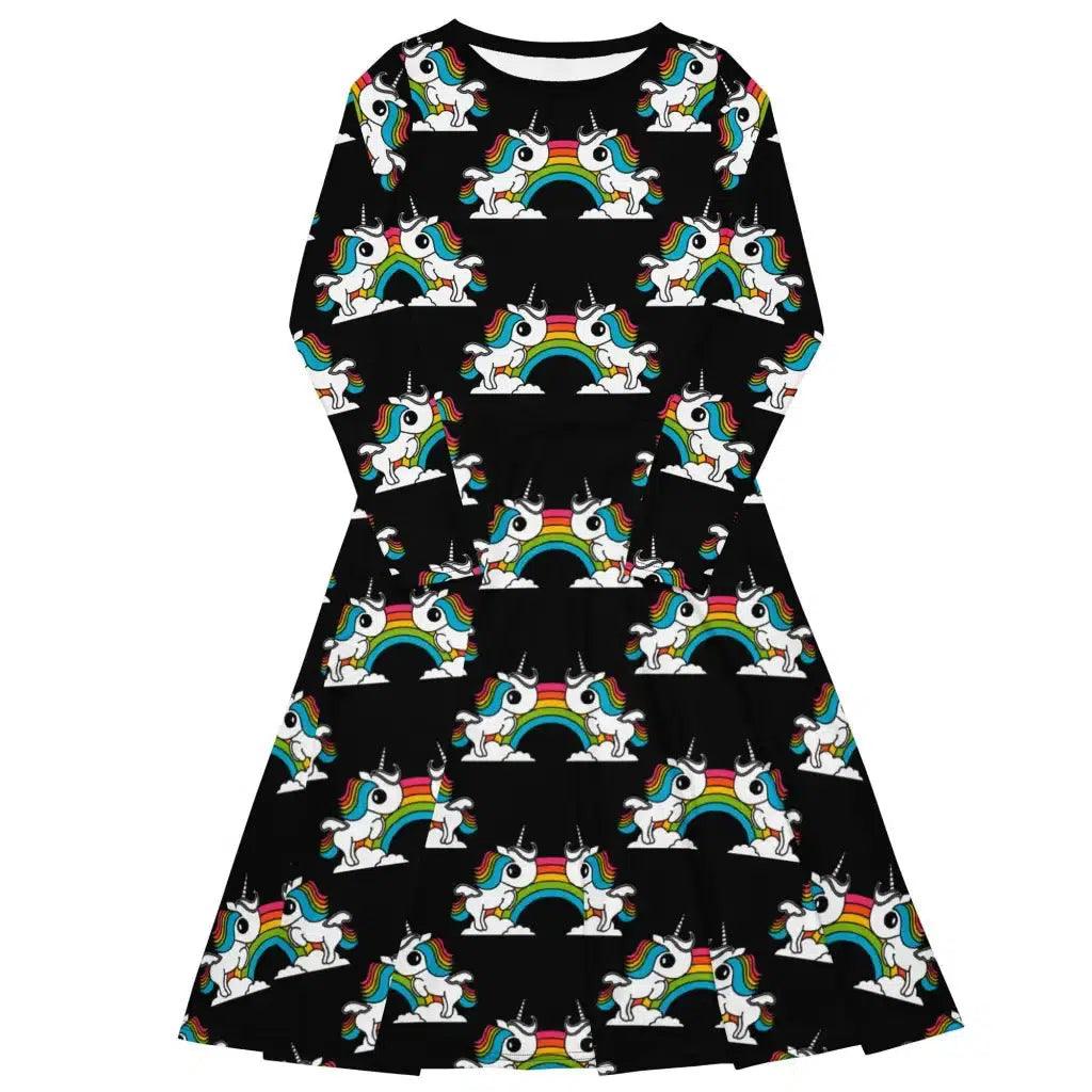 Midi Dress - UNIQUE black - Unicorns and rainbows