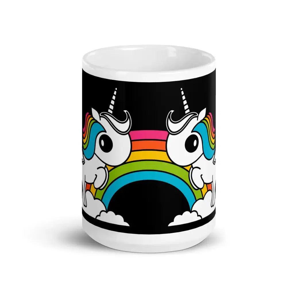 Mug - UNIQUE black - Unicorns and rainbows