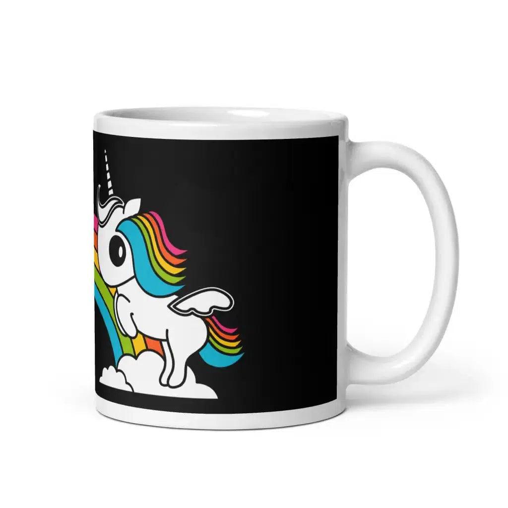Mug - UNIQUE black - Unicorns and rainbows