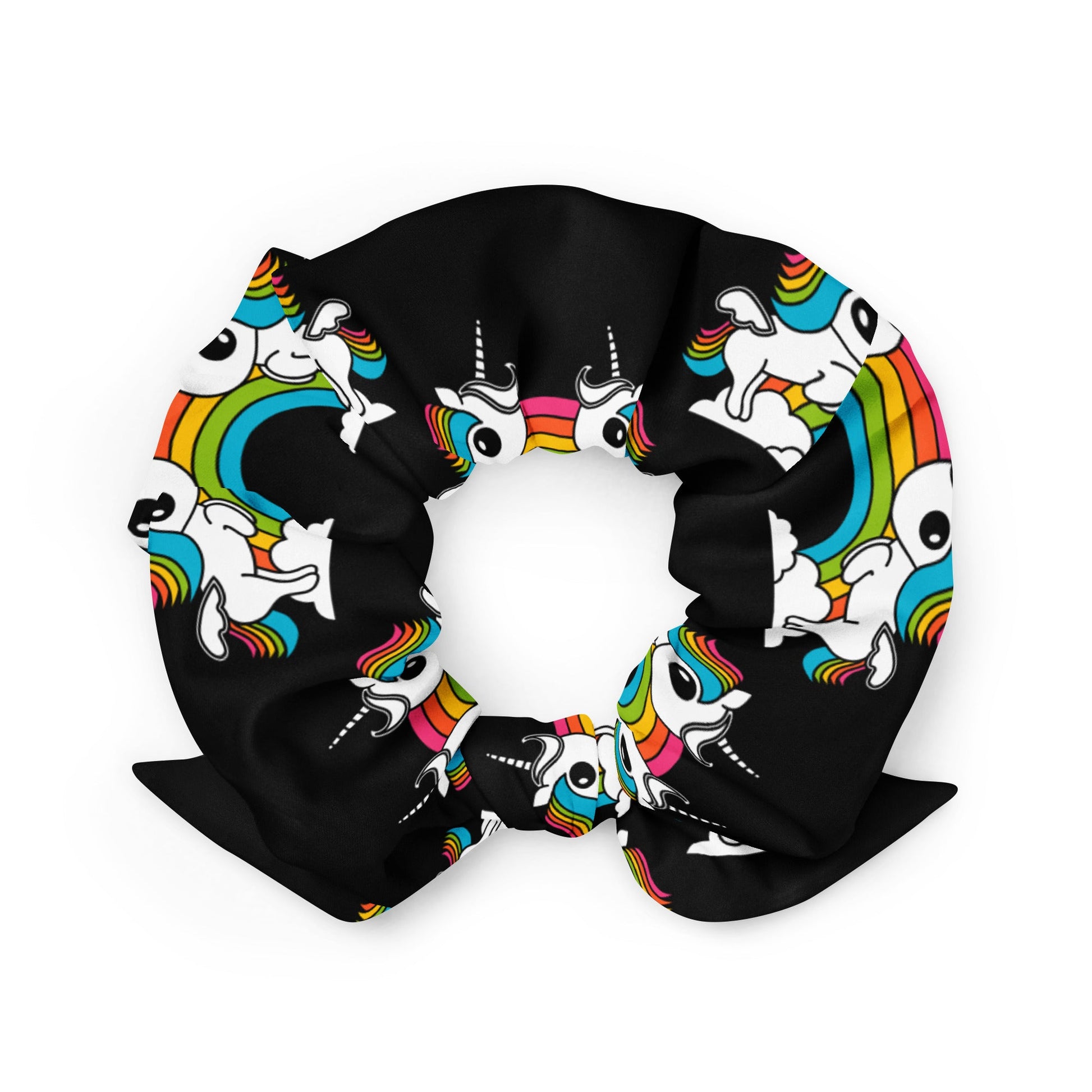 Scrunchie - UNIQUE black - Unicorns and rainbows