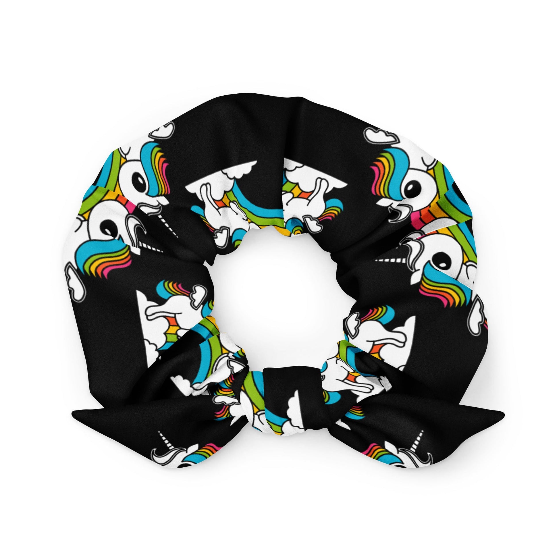 Scrunchie - UNIQUE black - Unicorns and rainbows