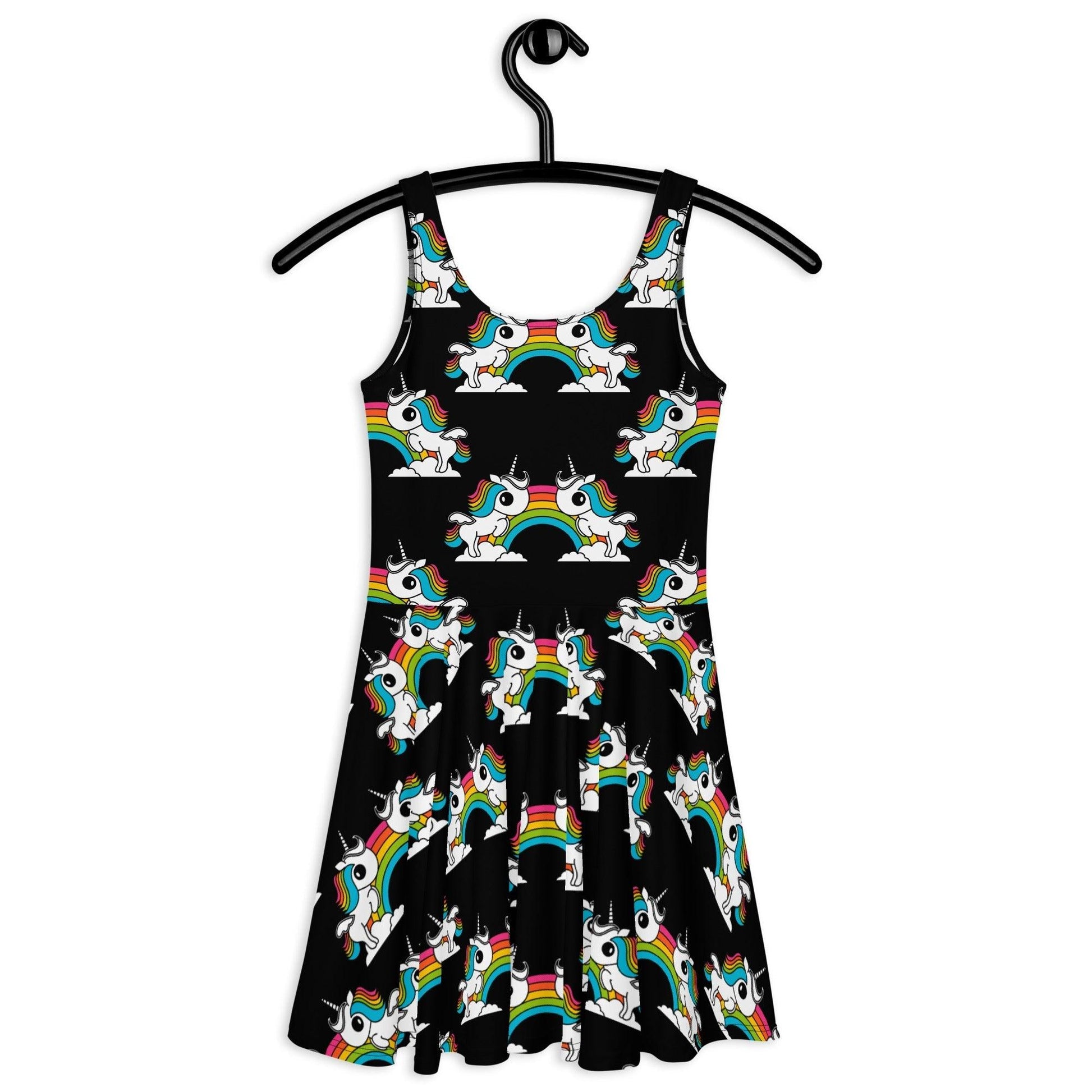 Skater Dress - UNIQUE black - Unicorns and rainbows
