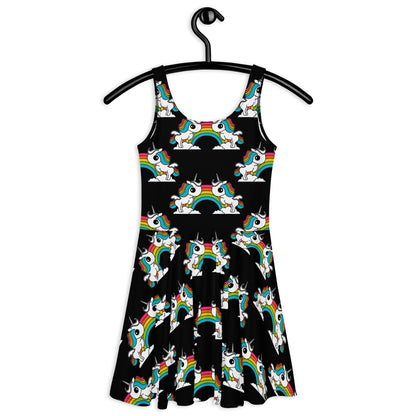 Skater Dress - UNIQUE black - Unicorns and rainbows