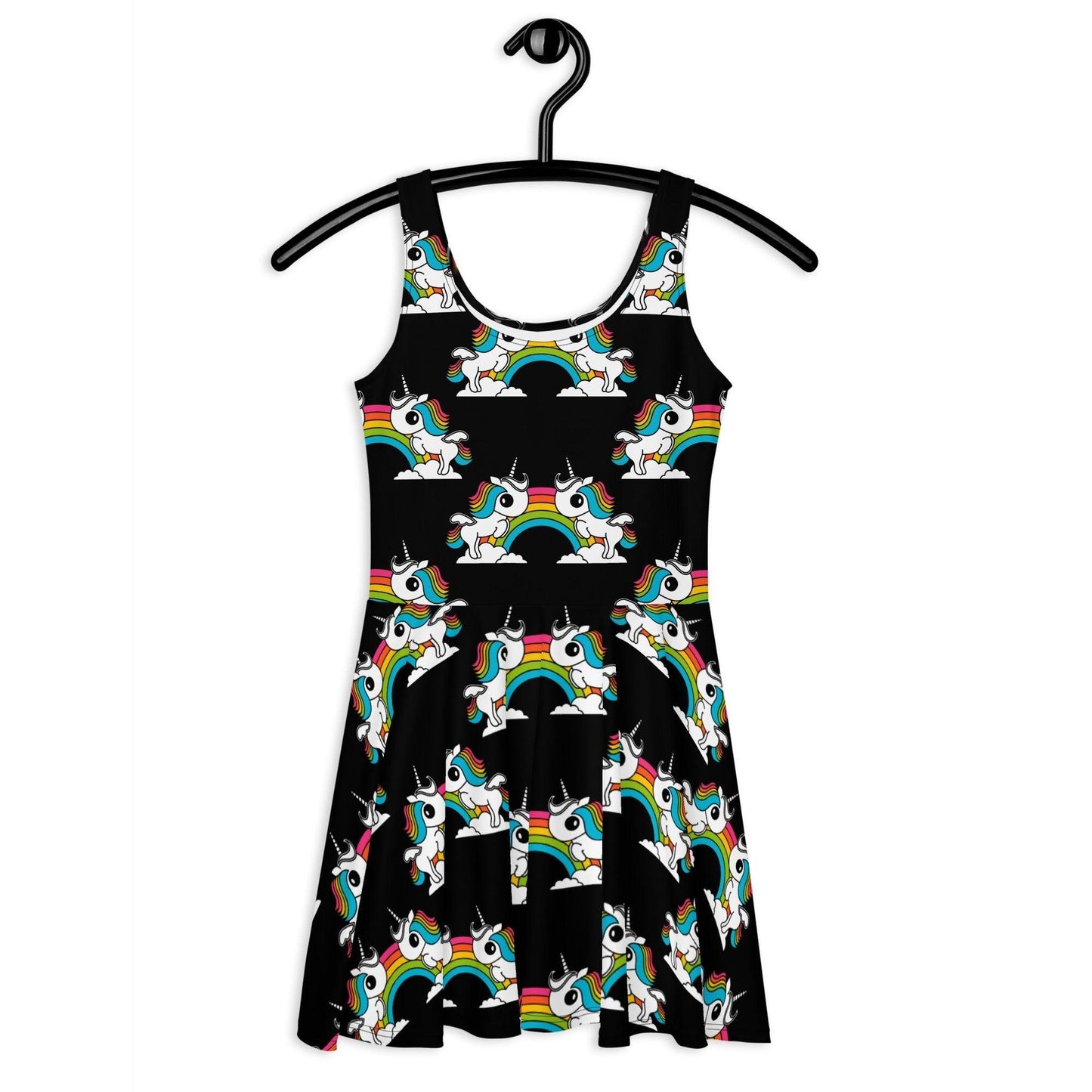 Skater Dress - UNIQUE black - Unicorns and rainbows