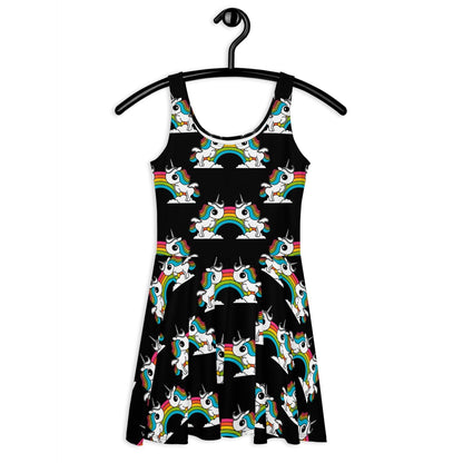 Skater Dress - UNIQUE black - Unicorns and rainbows