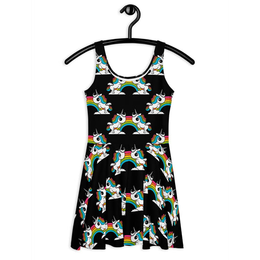 Skater Dress - UNIQUE black - Unicorns and rainbows