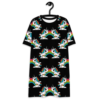T-Shirt Dress - UNIQUE black - Unicorns and rainbows