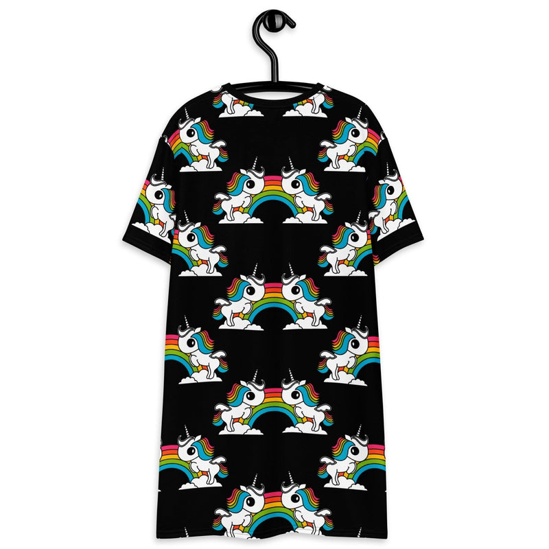 T-Shirt Dress - UNIQUE black - Unicorns and rainbows