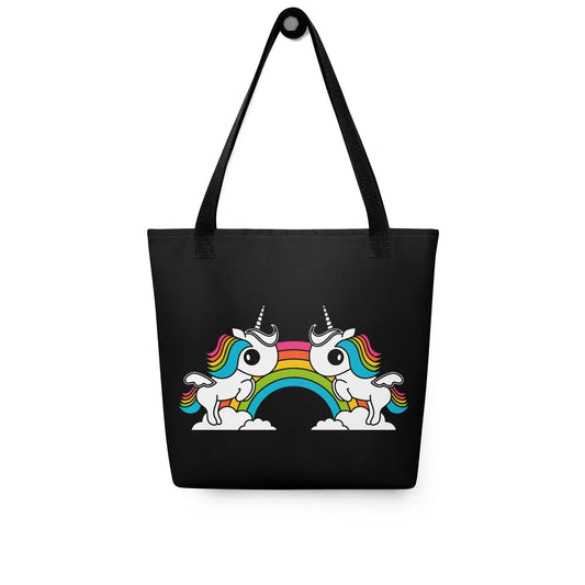 Tote Bag - UNIQUE black - Unicorns and rainbows