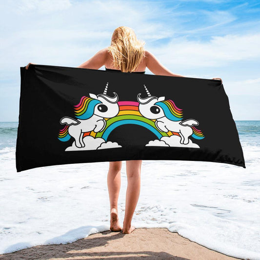 Towel - UNIQUE black - Unicorns and rainbows