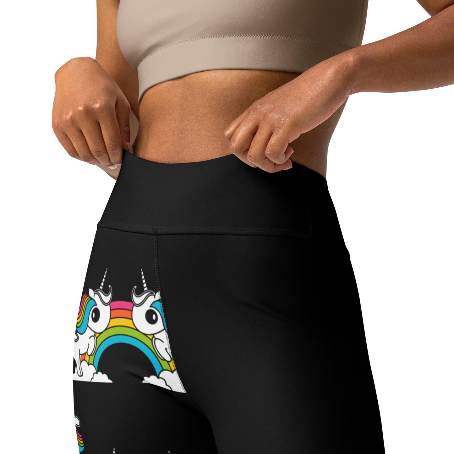 Yoga Leggings - UNIQUE black - Unicorns and rainbows