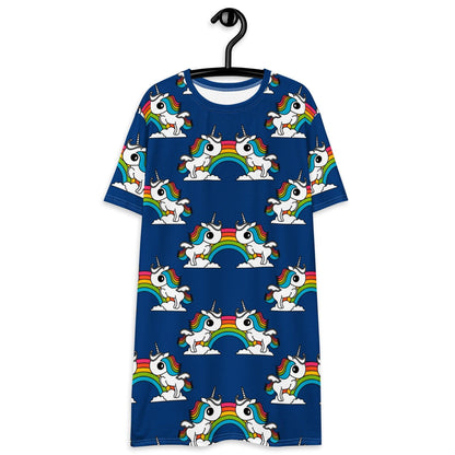 T-Shirt Dress - UNIQUE blue - Unicorns and rainbows