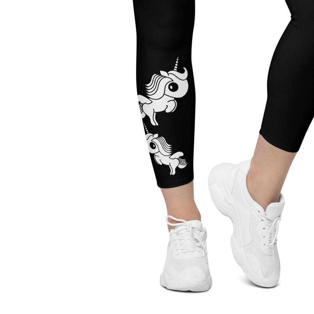 Leggings With Pockets - UNIQUE bw - Unicorns and rainbows