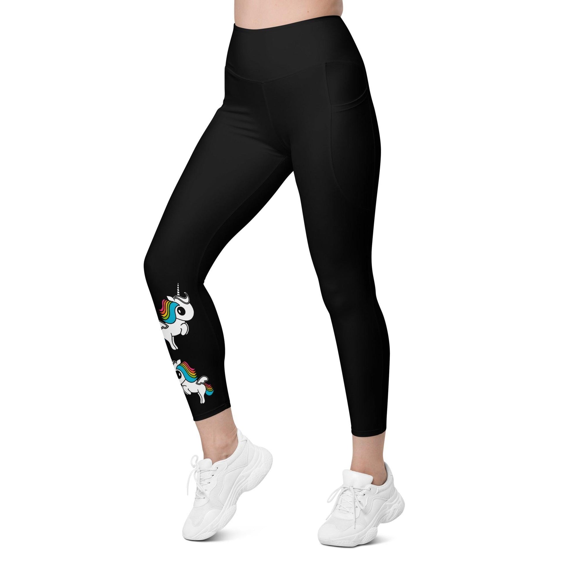 Leggings With Pockets - UNIQUE color - Unicorns and rainbows